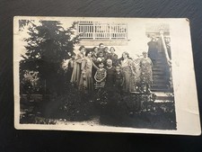 1920s Antique RPPC Postcard Family Garden Group House Stairs  picture