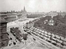 Vienna Austria Ringstrasse Parliament Rathaus Cityscape Vtg. Photo 19thC. picture