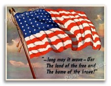 1940s “Long May It Wave” WWII Historic War Flag Poster - 18x24 picture