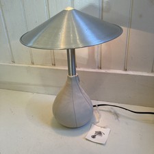 Vintage Pablo Pardo Piccola Postmodern Desk Lamp Cream Leather Bag Brushed Metal picture