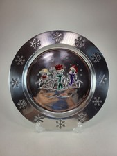 Large Pewter Christmas Plate With Snowman 13