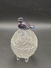 Hofbauer Byrdes Collection Crystal Trinket Box Blue Bird Germany 3.25