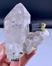 187 Gram Beautiful Quartz With Green Cap Tourmaline From Skardu Pakistan. picture