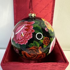 VTG Figi Inside Art Christmas Glass Ornament Christmas Roses NWT/Box, #1806/5000 picture