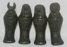 UNIQUE ANCIENT EGYPTIAN 4 CANOPIC Jars pharaonic Tomb Statues picture