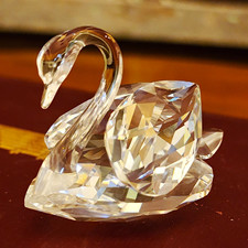 Swarovski Faceted Crystal graceful Swan Figurine Bird Animal Decor   picture