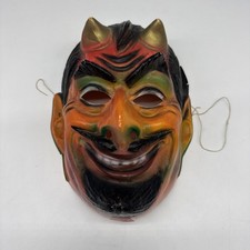 Vintage Ben Cooper Fun Mask Halloween Hong Kong Decor Costume Devil Demon Satan picture