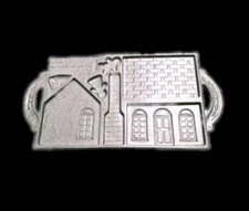 Vtg John Wright Cast Iron Xmas Gingerbread House Mold Pan 13½