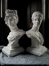Vintage Matching Pair of Busts of Apollo And Diana  picture