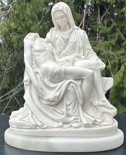 Vintage A Giannelli Pieta Sculpture Mary Jesus Italy Marble Base 1966 picture