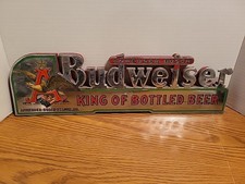 (VTG) 1930s Budweiser King Of Bottled Beer Back Bar Shelf Anheuser-Busch Sign picture