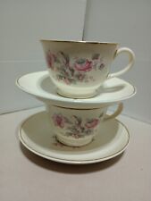 The Harker Pottery Company Two Cup and one Saucer 24k Gold Trim picture