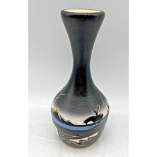 Vintage Cedar Mesa Hand Painted Pottery Vase Storm Landscape Signed 8