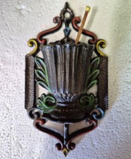 Vintage Wilton Painted Cast Iron Wall-Mounted Match Holder picture