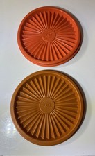 Vtg Tupperware #812 Orange-26  & Brown-13  Servalier 2 Lids Only 5