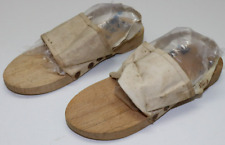 WWII Japanese Wooden Sandals Clogs Geta size Small 9 9/16inL x 3 3/8W pair M714 picture