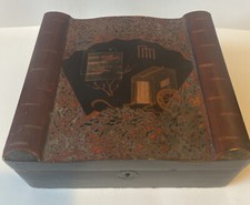 Antique Tea Caddy Box Chinoiserie Chinese or Japanese Gilt Lacquered picture