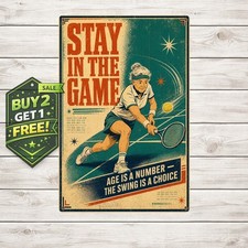 You Dont Stop Playing Tennis Sign Vintage Sport Quote Metal Wall Art 8x12 picture