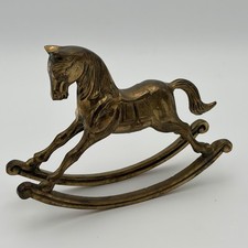 Vintage Seiden Solid Brass Rocking Horse Figure 7.5” X 5.5” Patina Nursery Decor picture
