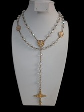 Vintage Goldtone Aurora Borealis Glass Beaded Rosary picture