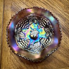 North Woods Multicolor Iridescent Carnival Glass Vtg Scalloped Bowl WOW picture
