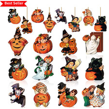 24 Pcs Vintage Halloween Ornaments for Tree Decorations Black Cat picture