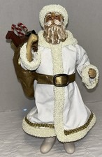 1987 Possible Dreams Clothtique - White Robed Santa W/ Toy Sack St. Nicholas picture