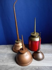 Lot Of 4 Vintage Antique Dome Thumb Oilers Oil Can Eagle USA Copper Brass picture