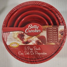 BETTY CROCKER Promo 5 RED Prep Bowls * 1/8  1/4  1/2  3/4  1  1.5  2 cup * RARE picture