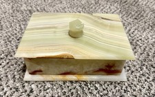 Vintage Hand-Carved Green Onyx Jewelry Box picture