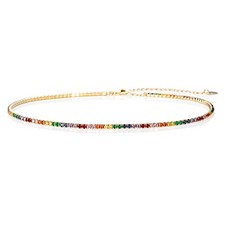 namana Dainty Gold Choker Necklace with Multicolor Cubic Zirconia Stones picture