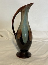 Signed Dryden Arkansas Frontier Pottery Brown Green Drip Glaze 7.5