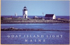 Cape Porpoise ME Goat Island Light Lighthouse Maine Postcard picture