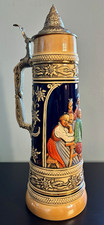 Vintage Gerz West Germany 1-Lt Lidded Beer Stein–Traditional Tavern Scene EX/NM picture