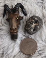 Authentic Hand-Made Baphomet Smoking Pipe & Skull Necklace Set picture