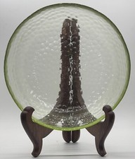 Artistic Akcam Turkish Green Clear Recycled Glass Bubble Textured Bowl 8” Deco picture
