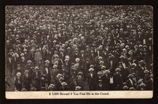 POSTCARD : VINTAGE GREETING - $5,000 REWARD TO FIND ME IN A CROWD 1908 DB picture