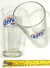Set of 2 MILLER LITE Logo Collectible Beer Glass 20 Oz Mixer New Crystal Clear  picture