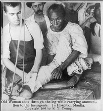Manila Philippines c1899 Old Woman Shot in Hospital Carrying Ammunition picture
