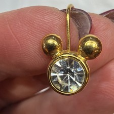 vintage Napier Disney Mickey Mouse  clip-on earring SINGLE GOLD rhinestone Gem 1 picture