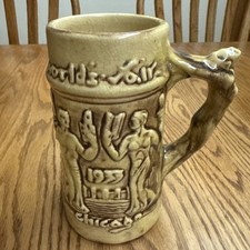 Mint 🚨1933 Chicago Worlds Fair Beer Mug Stein Century of Progress Mug Pottery picture