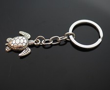 Sea Turtle Tortoise Keychain Silver Steel Gift 26x23mm picture