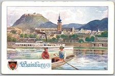 Hainburg an der Donau Austria River Paddle Steamer Castle Vintage Postcard F466 picture
