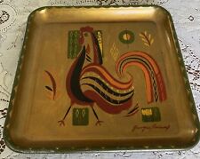 Vintage Georges Briard Enamel Tray Rooster Mid Century Modern picture