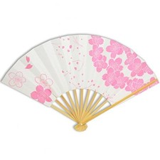 Japanese Odori Fan Geisha Dance Hand Held Folding SENSU Fan Pink Cherry Blossom picture