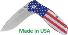 Kershaw Blur USA Flag Folding Pocket Knife, Made in USA, 3.4 Inch 14C28N Steel picture