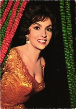 Actress Gina Lollobrigida Gold Lace Dress UFA Krüger Chrome Postcard 1955 Unused picture