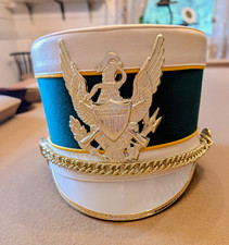 Band Parade Helmet, Green and White, with Gold Chain. Sz L,  Very Good Condition picture