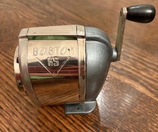 Vintage Boston KS Pencil Sharpener Hand Crank 8 Hole Table Wall Mount Works USA picture