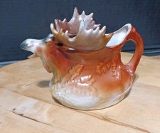 Vintage Bavaria Elk Stag Buck Moose Cabin Hunter Raised Leaves Figurine Creamer picture